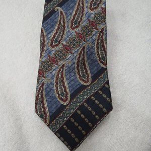 Bill Blass Tie Silk Paisley Necktie Red White Blue